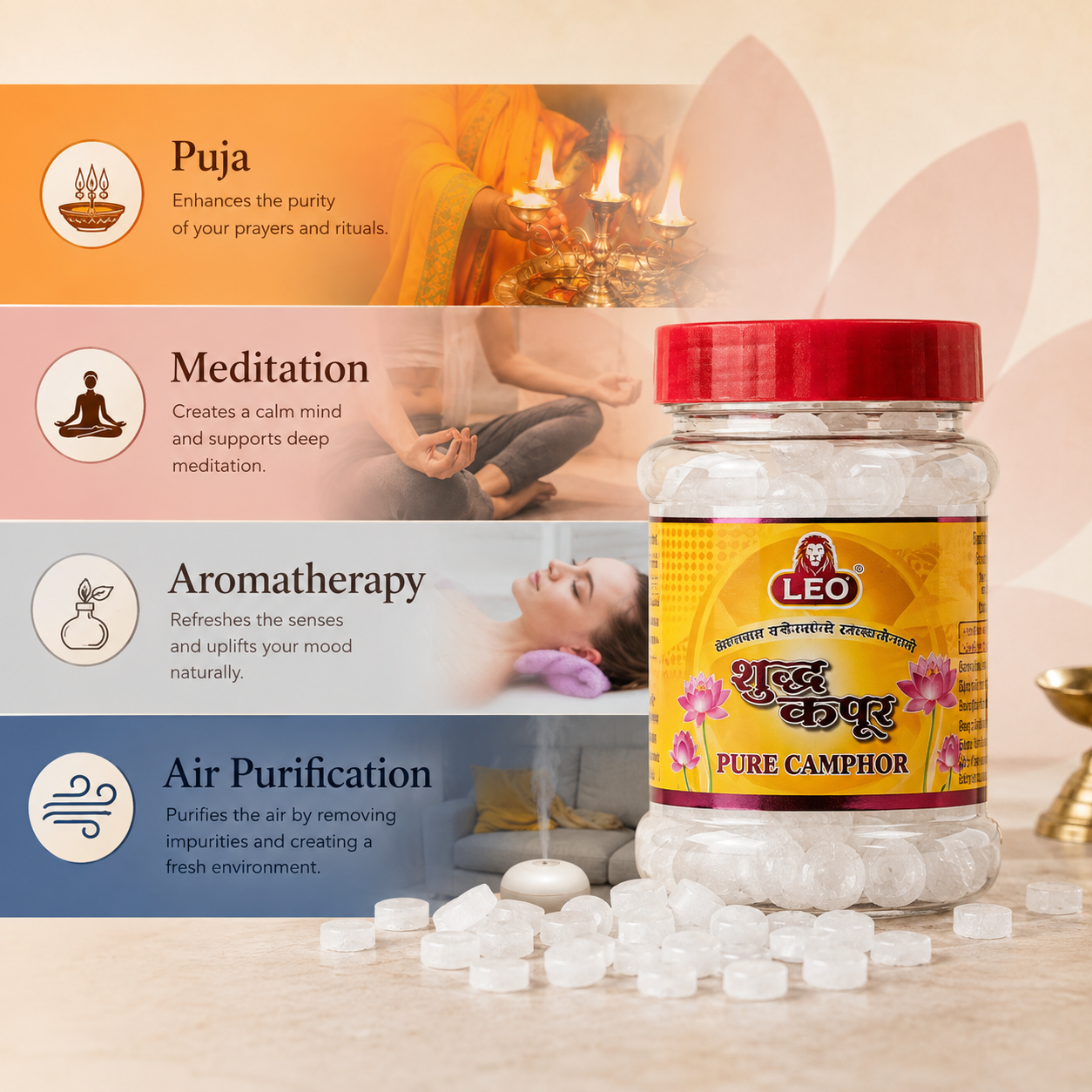 LEO Pure Camphor Tablets Jar Pack